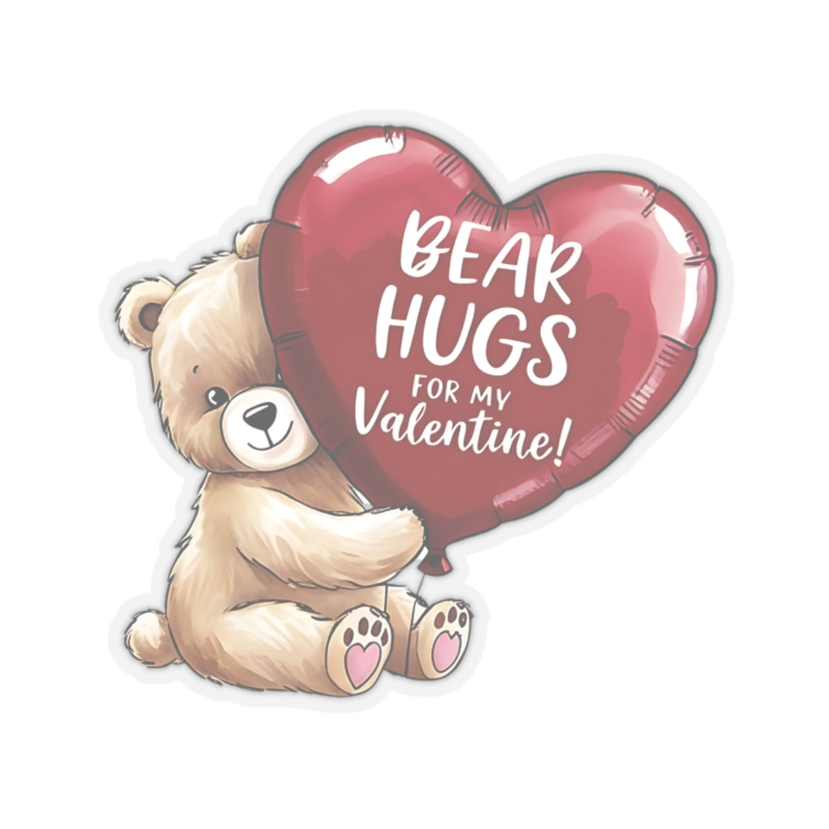 Bear Hugs Sticker, Valentines Day Cute Animal Love Decal, Gift For Her Him, Romantic Kiss Cut Sticker Laptop Journal Water Bottle Art