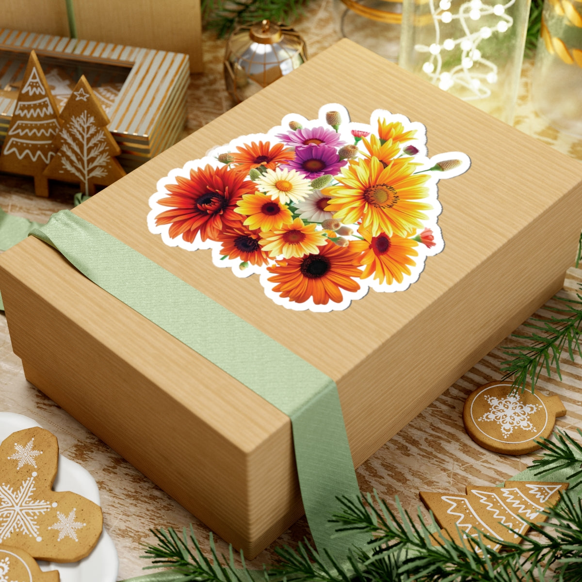 Garden Flowers Bouquet Sticker Gerbera Daisies April Birth Flower Symbol Of Joy Waterproof Vinyl Kiss Cut Laptop Water Bottle Scrapbook