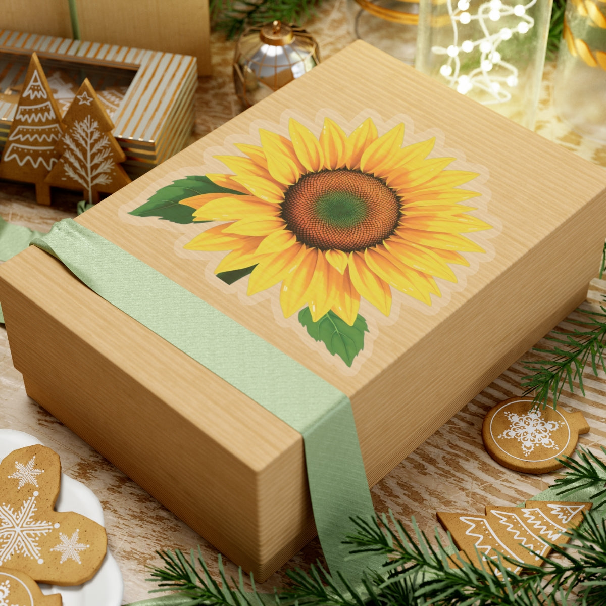 Magnificent Sunflower Kiss Cut Sticker, Floral Deca Botanical Design Laptop Decor, Water Bottle Sticker, Nature Lover Gift Mothers Day Gift