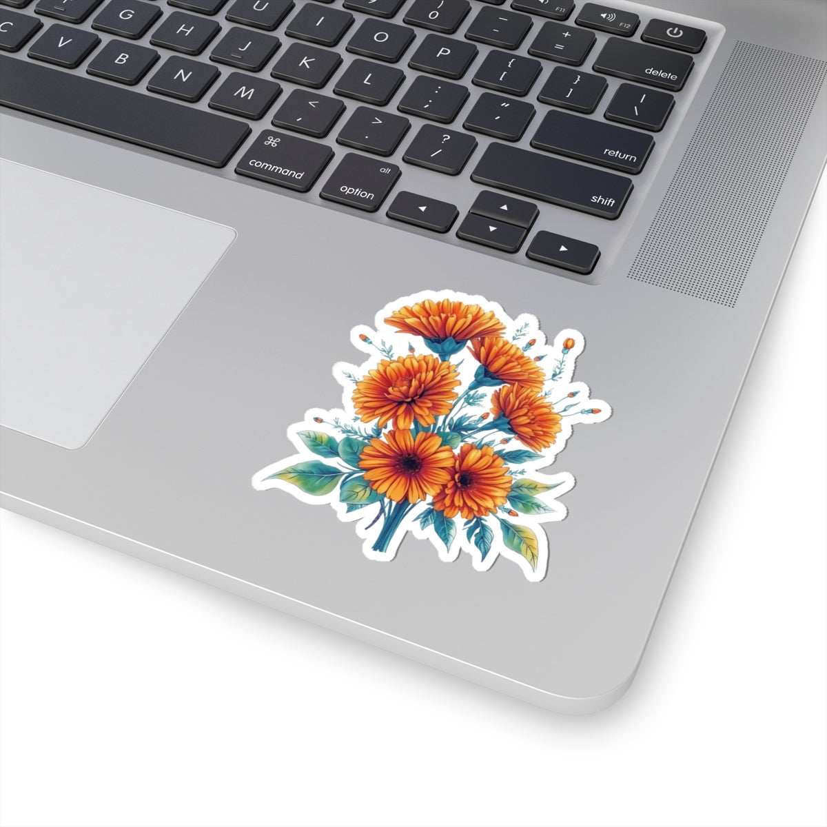 Marigold Flower Sticker, Symbol Of Strength October Birth Flower Gift, Waterproof Vinyl Decal Kiss Cut Floral Laptop Water Bottle Scrapbook