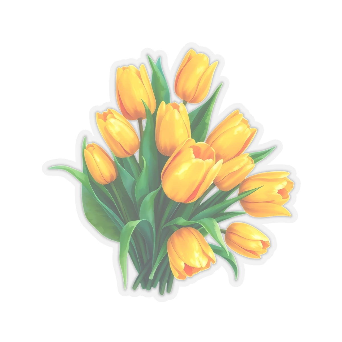 Yellow Tulip Bouquet Stickers, Floral Decals, Spring Flower Decor, Gardening Gifts, Vinyl Laptop Stickers Scrapbooking Supplies Nature Art Gift