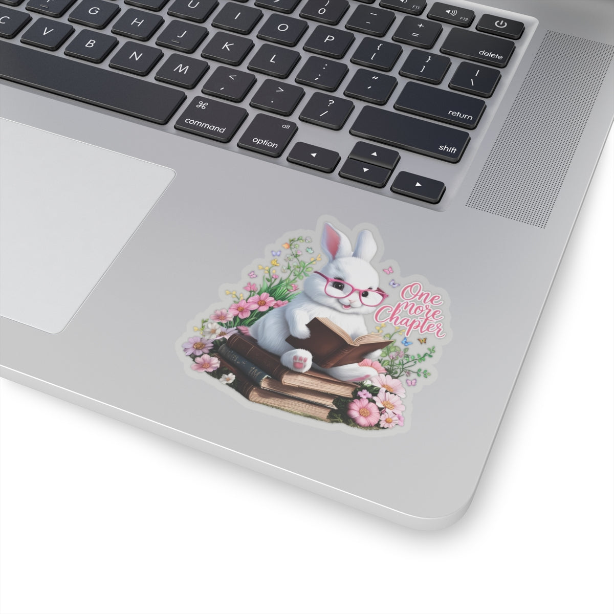 One More Chapter Sticker, Bunny Reading Decal, Teacher Appreciation Gift, Book Lover Vinyl Sticker, Waterproof Laptop Decal, Cute Animal Sticker