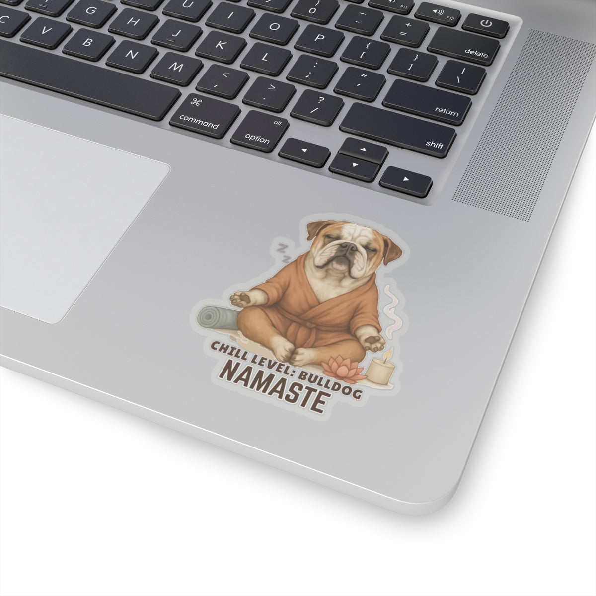 Chill Level Bulldog Sticker, Funny Yoga Dog Vinyl Sticker, Namaste Bulldog Gift, Meditation Pet Humor, Waterproof Laptop Decal, Zen Dog Art Gift