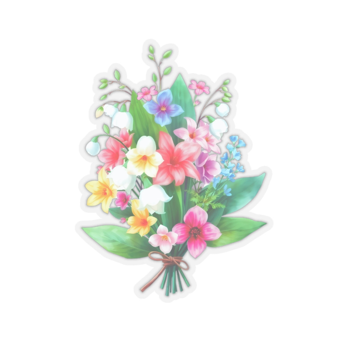Spring Flower Bouquet Sticker, Lily Of The Valley May Birth Flower Vinyl Decal, Cute Floral Sticker Laptop Water Bottle Garden Gift