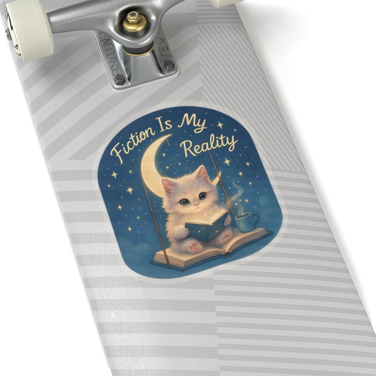 Fiction is My Reality Sticker, Cute Kitten Reading Decal, Teacher Gift Decal, Book Lover Vinyl Sticker, Waterproof Sticker Laptop Planner Mug Sticker