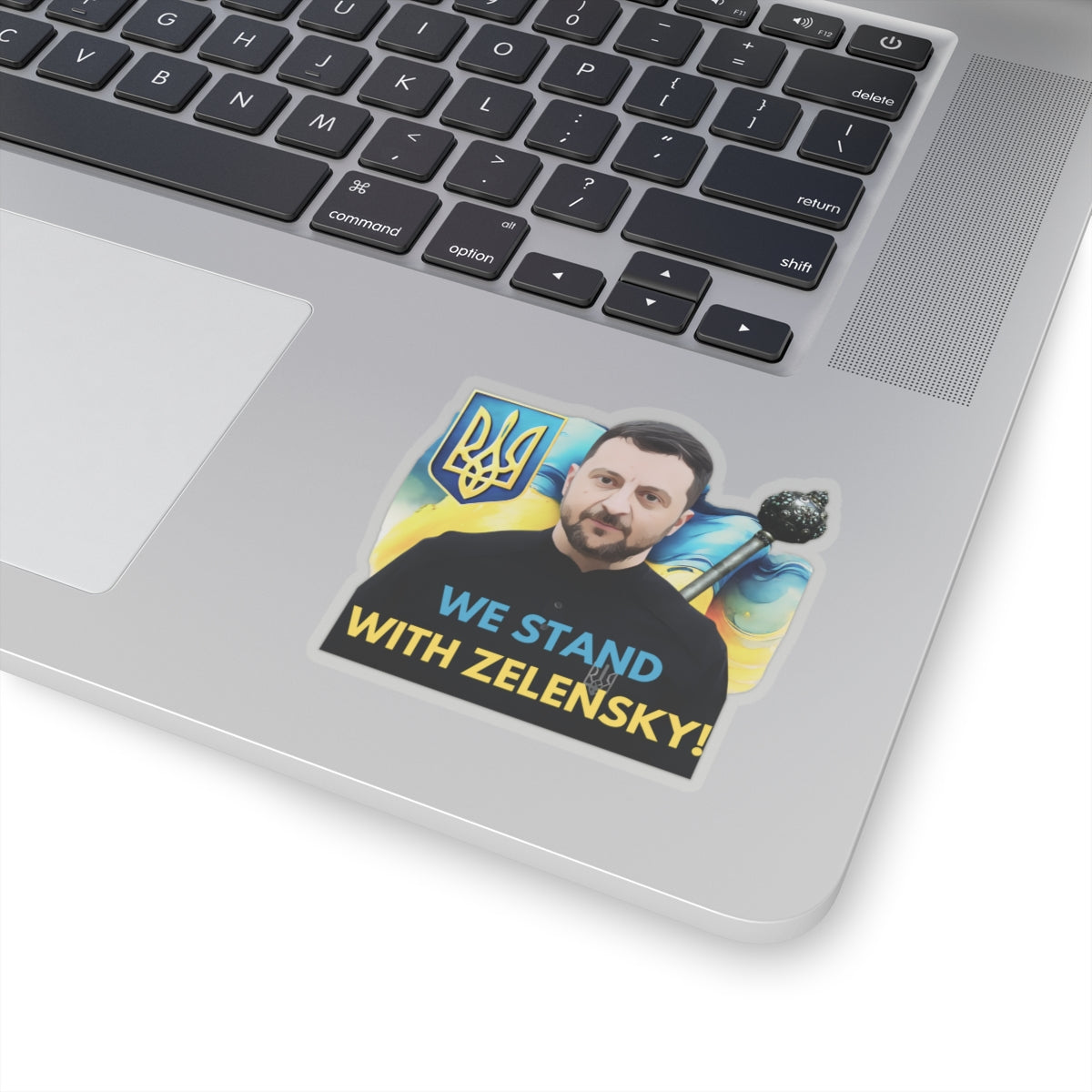 We Stand With Zelensky Sticker, Ukraine Flag Support Decal, President Zelensky Vinyl Waterproof Kiss Cut Laptop Water Bottle Journal Car