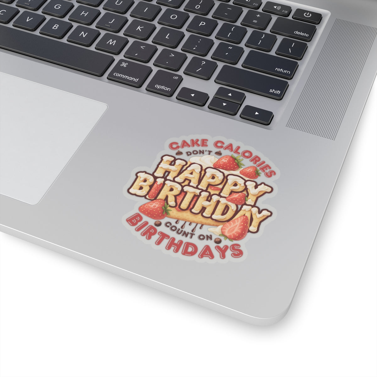 Happy Birthday Strawberry Cake Kiss Cut Stickers, Cute Party Planner Vinyl Decal, Waterproof Glossy Gift For Kids Laptops Journals Scrapbooks