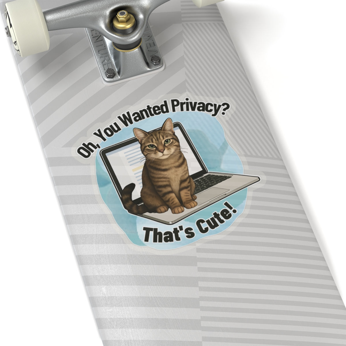 Funny Cat Sticker, Laptop Blocker Tabby Cat Vinyl Sticker, Oh You Wanted Privacy Thats Cute, Gift For Cat Lovers \,WFH Humor Waterproof Decal