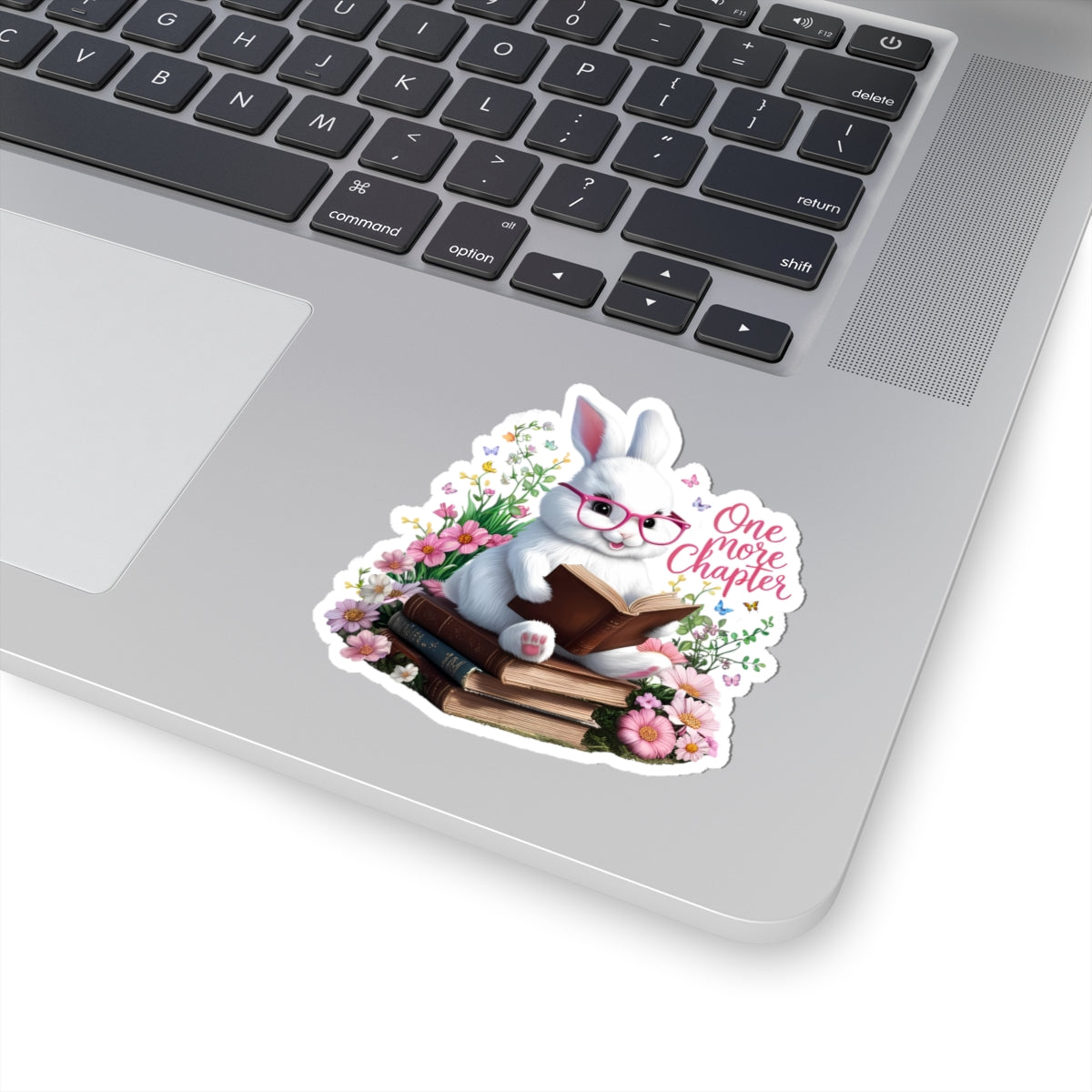 One More Chapter Sticker, Bunny Reading Decal, Teacher Appreciation Gift, Book Lover Vinyl Sticker, Waterproof Laptop Decal, Cute Animal Sticker