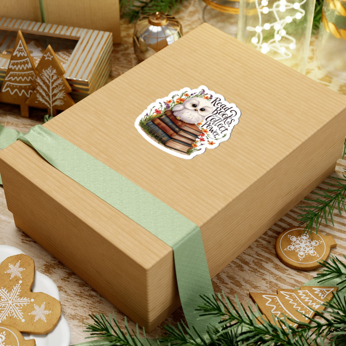 Read Books Collect Power Owl Sticker, Book Lover Gift, Cute Reading Owl, Bookworm Teacher's Day Sticker, School Sticker Student Bookish Gift