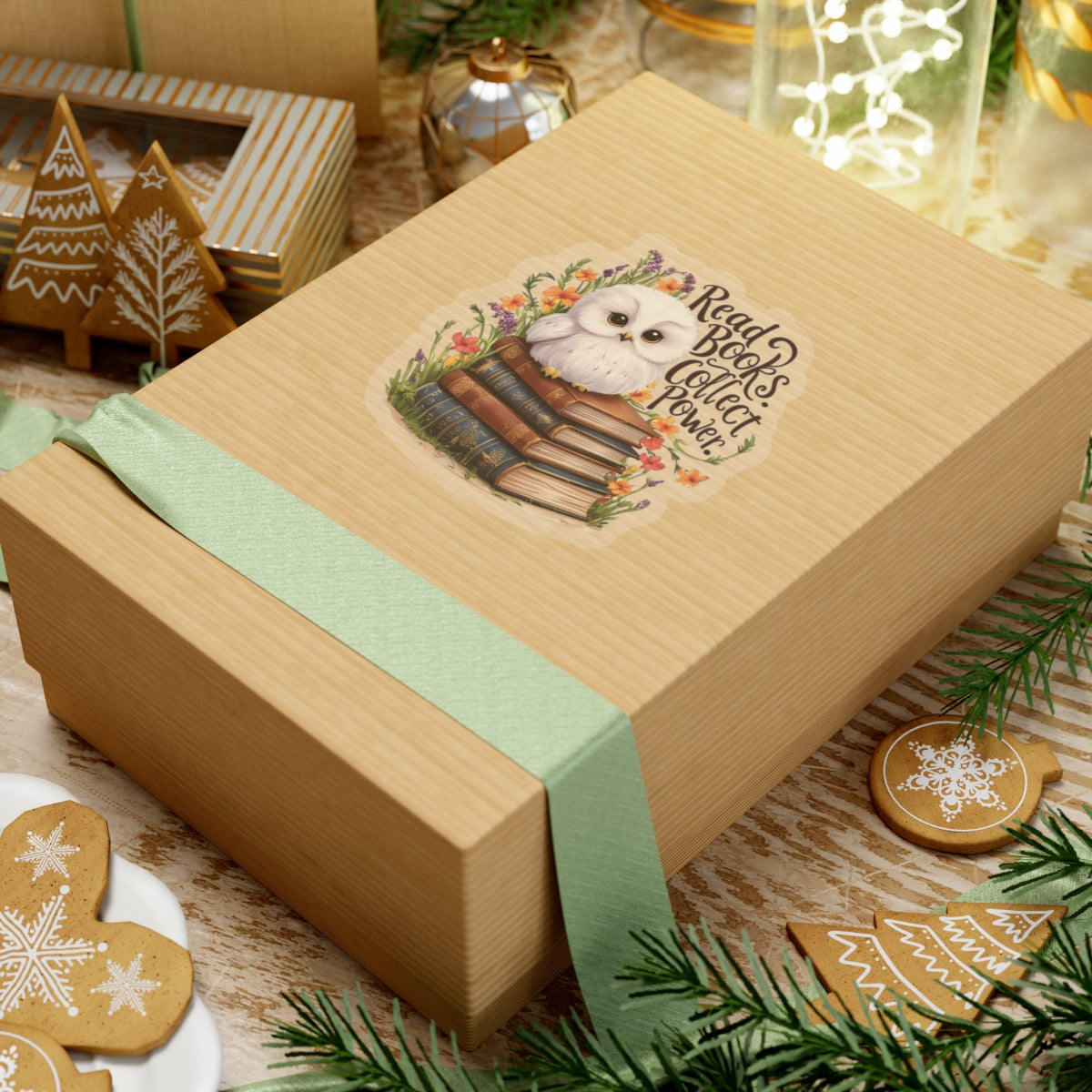 Read Books Collect Power Owl Sticker, Book Lover Gift, Cute Reading Owl, Bookworm Teacher's Day Sticker, School Sticker Student Bookish Gift