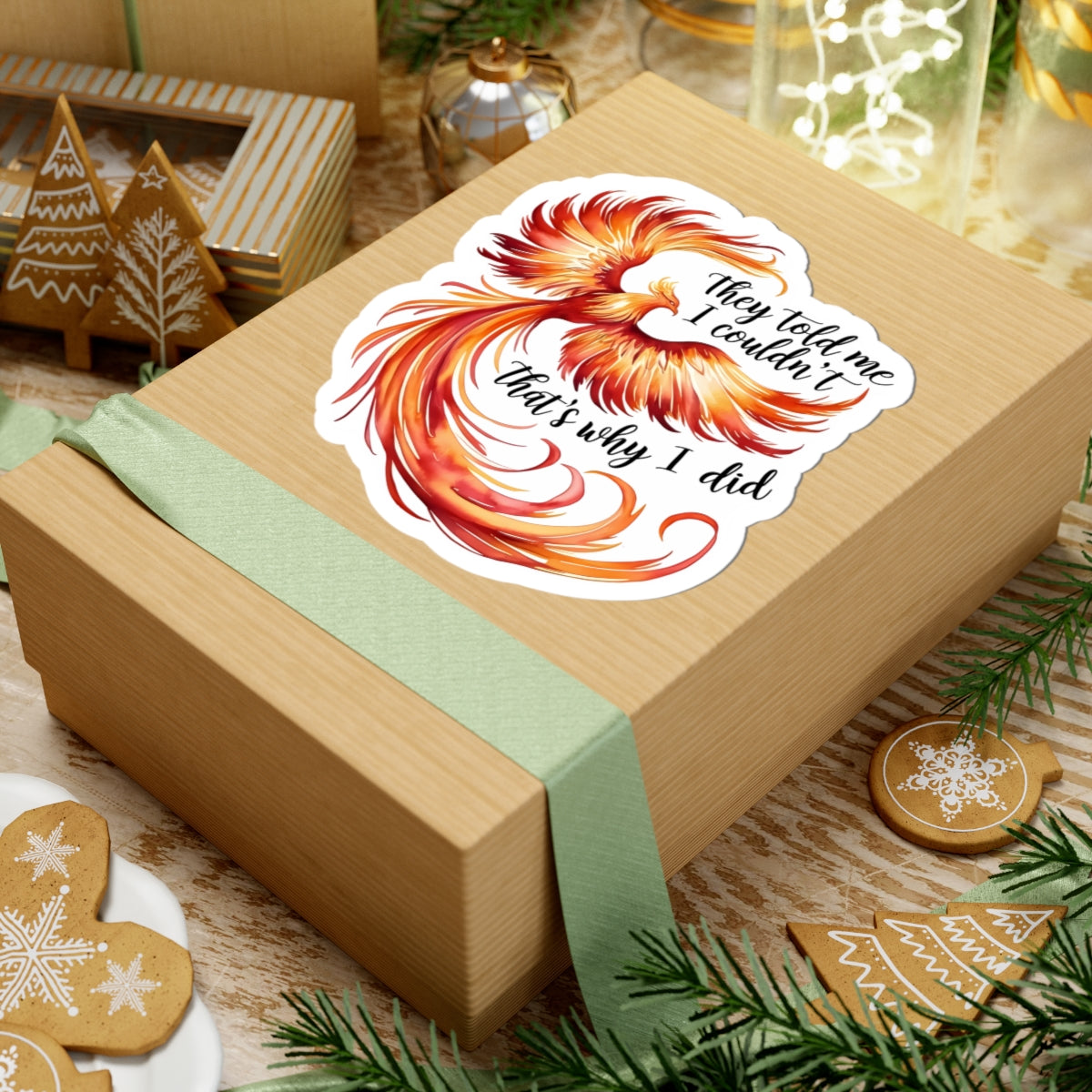 Phoenix Bird Stickers, They Told Me I Could Not, Red Inspirational Quote Sticker, Laptop Decal Waterproof Vinyl Sticker, Journal Decoration Gift