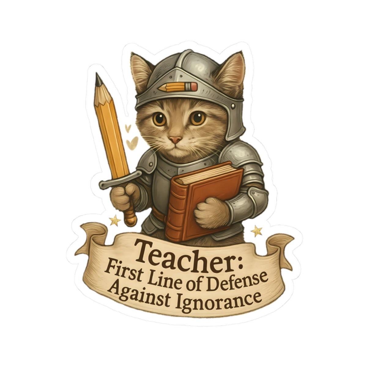 Teachers Day Sticker, Cat Teacher Decal, Cute Book Lover Vinyl Sticker, Waterproof Sticker Laptop Planner Sticker Mug Teacher Gift Idea