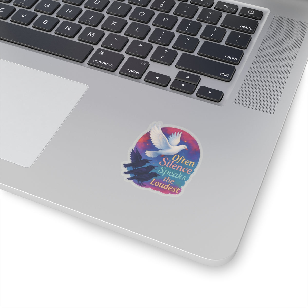 Often Silence Speaks The Loudest Sticker, Colorful Dove And Crows Vinyl Sticker, Deep Thought Introvert Gift Philosophy Art Waterproof Decal
