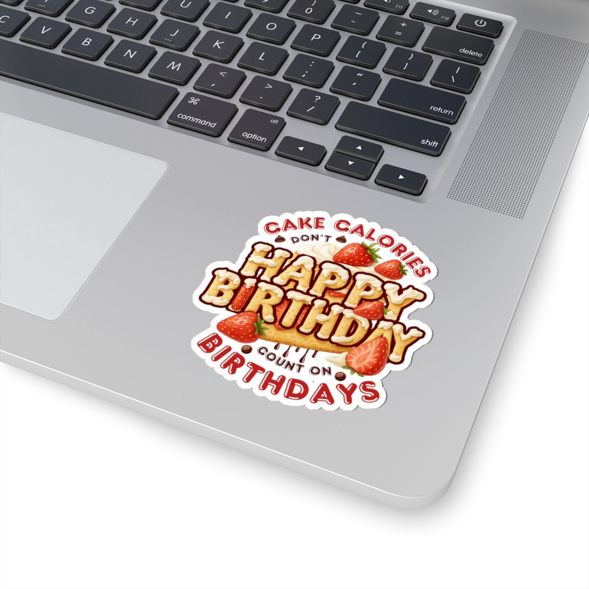 Happy Birthday Strawberry Cake Kiss Cut Stickers, Cute Party Planner Vinyl Decal, Waterproof Glossy Gift For Kids Laptops Journals Scrapbooks