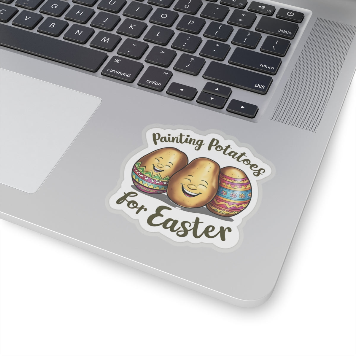 Painting Potatoes For Easter Sticker, Funny Easter Humor Vinyl Kiss Cut Decal, Cute Easter Basket Pun Art Sticker for Laptop Planner Mug Gift