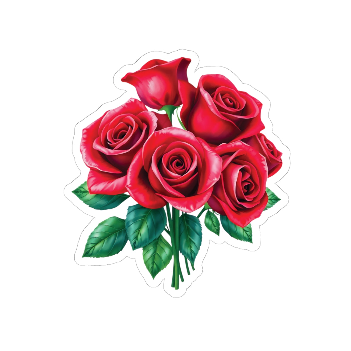 Red Rose Sticker, June Birth Flower Symbol Of Love Romance Beauty, Kiss Cut Vinyl Decal Birthday Mother's Day Gift, Botanical Art Laptop Gift