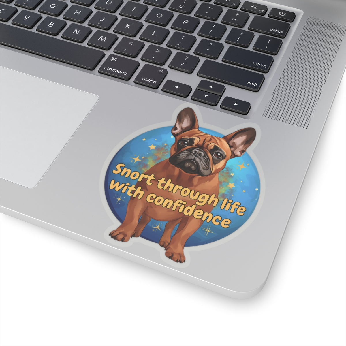 Snort Through Life With Confidence Sticker, Funny French Bulldog Vinyl Sticker, Waterproof Laptop Planner Mug Decal, Motivational Dog Quote