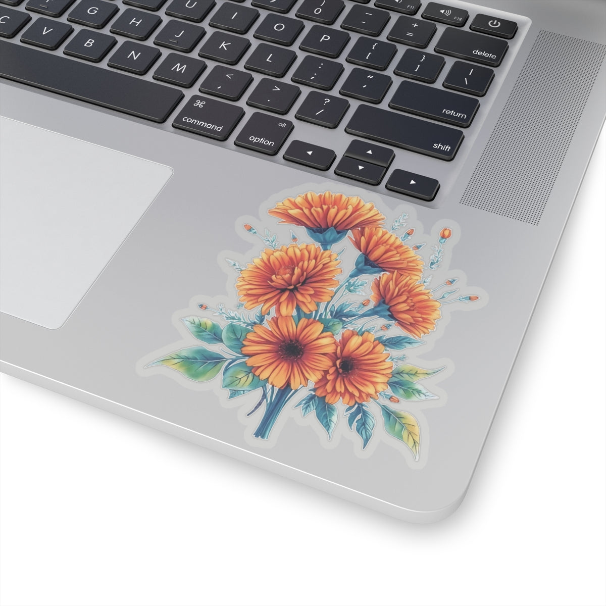 Marigold Flower Sticker, Symbol Of Strength October Birth Flower Gift, Waterproof Vinyl Decal Kiss Cut Floral Laptop Water Bottle Scrapbook