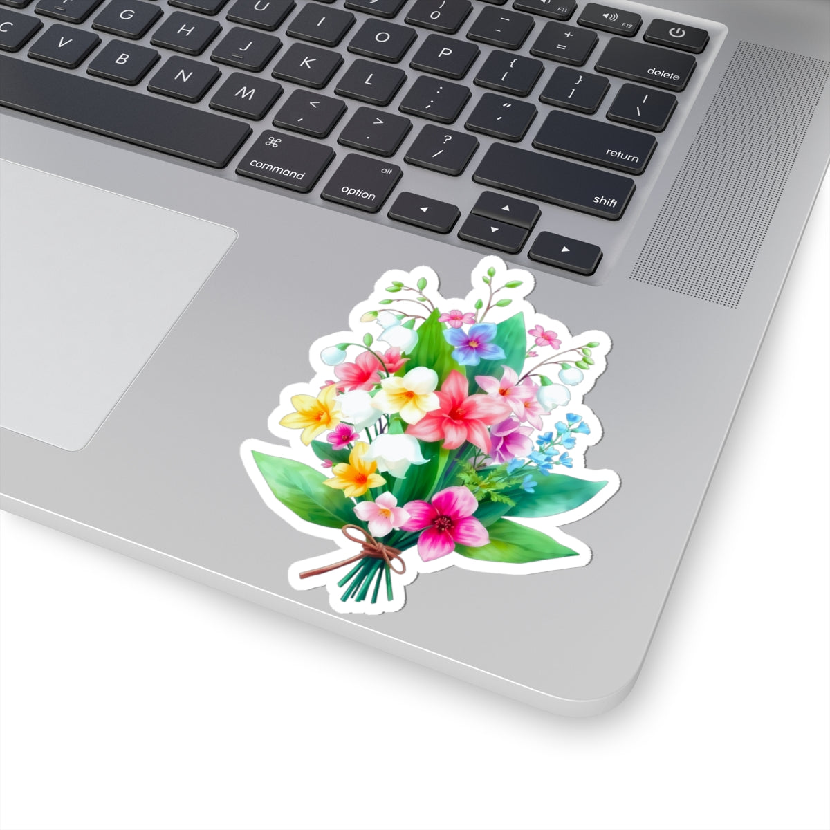 Spring Flower Bouquet Sticker, Lily Of The Valley May Birth Flower Vinyl Decal, Cute Floral Sticker Laptop Water Bottle Garden Gift