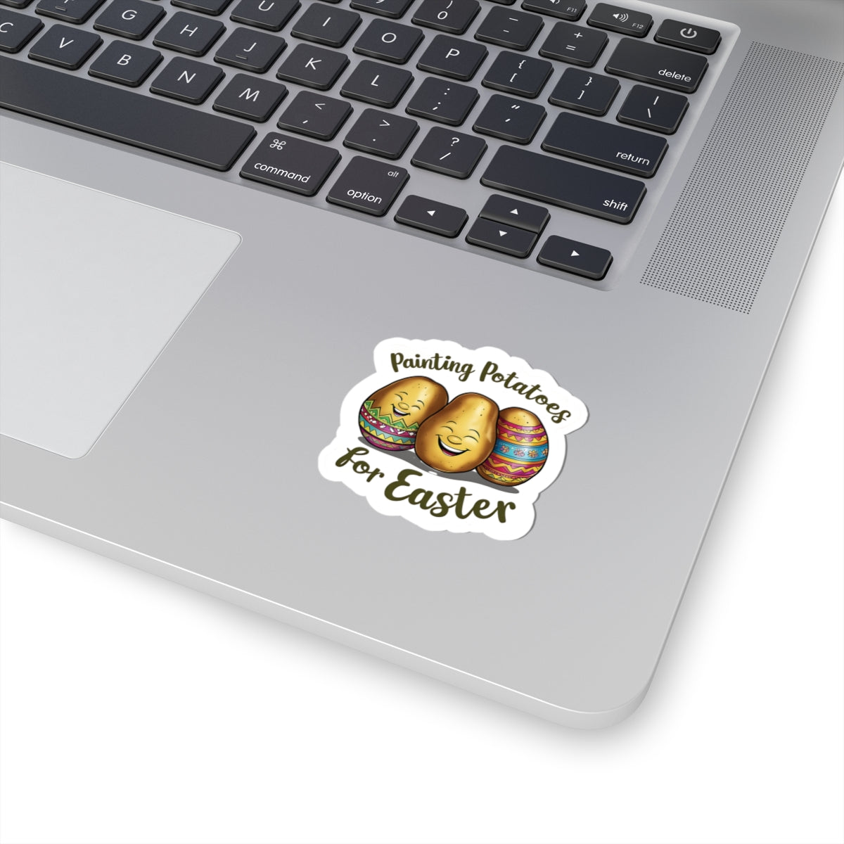 Painting Potatoes For Easter Sticker, Funny Easter Humor Vinyl Kiss Cut Decal, Cute Easter Basket Pun Art Sticker for Laptop Planner Mug Gift