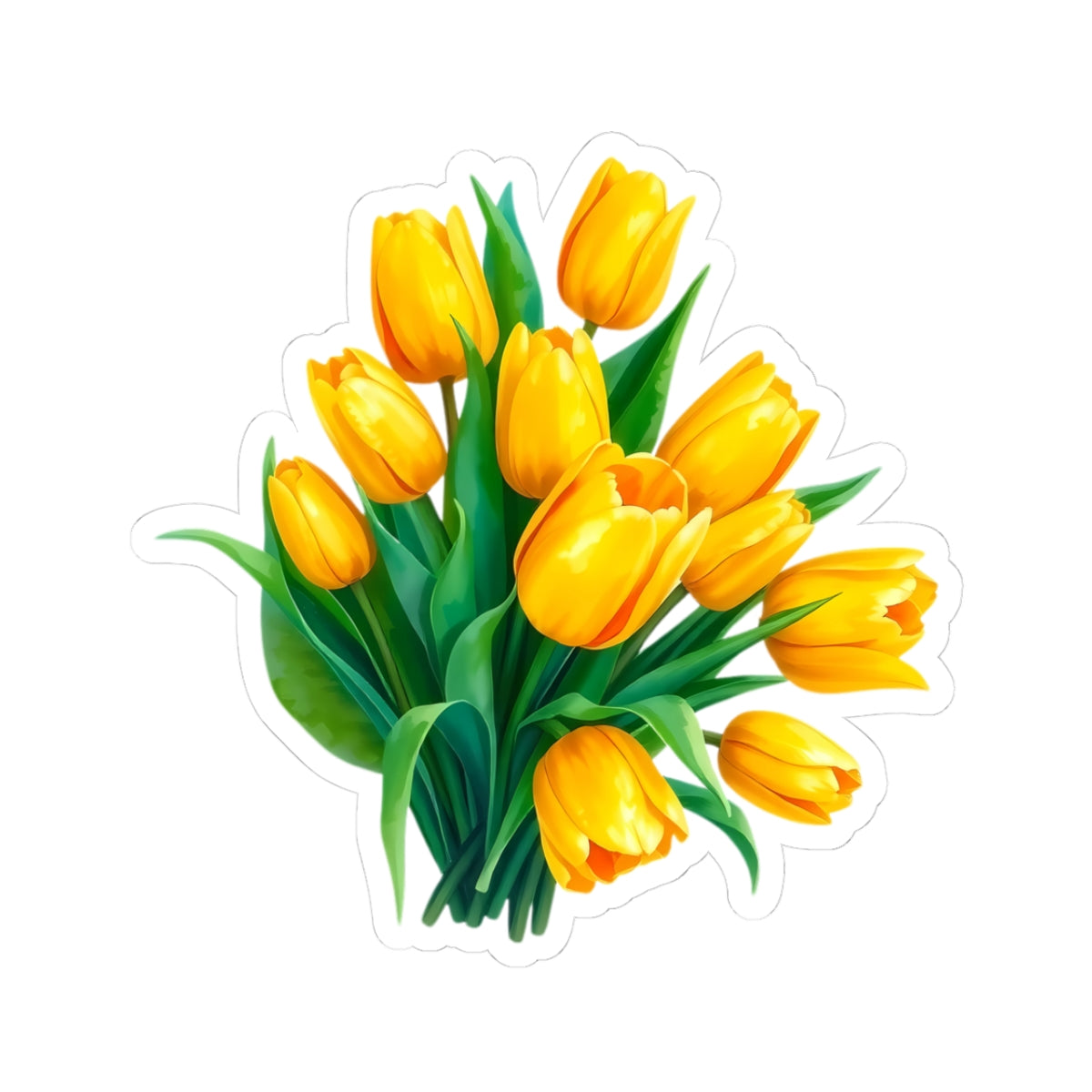 Yellow Tulip Bouquet Stickers, Floral Decals, Spring Flower Decor, Gardening Gifts, Vinyl Laptop Stickers Scrapbooking Supplies Nature Art Gift