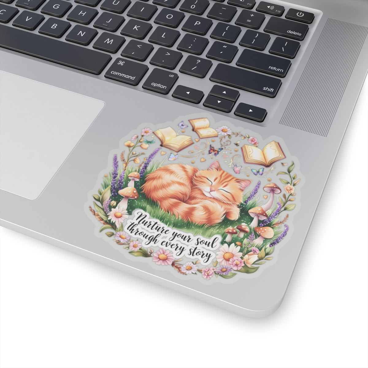 Nurture Your Soul Through Every Story Book Lover Cat Lover Plant Lover Sticker Nature Inspired Decal Laptop Planner Sticker