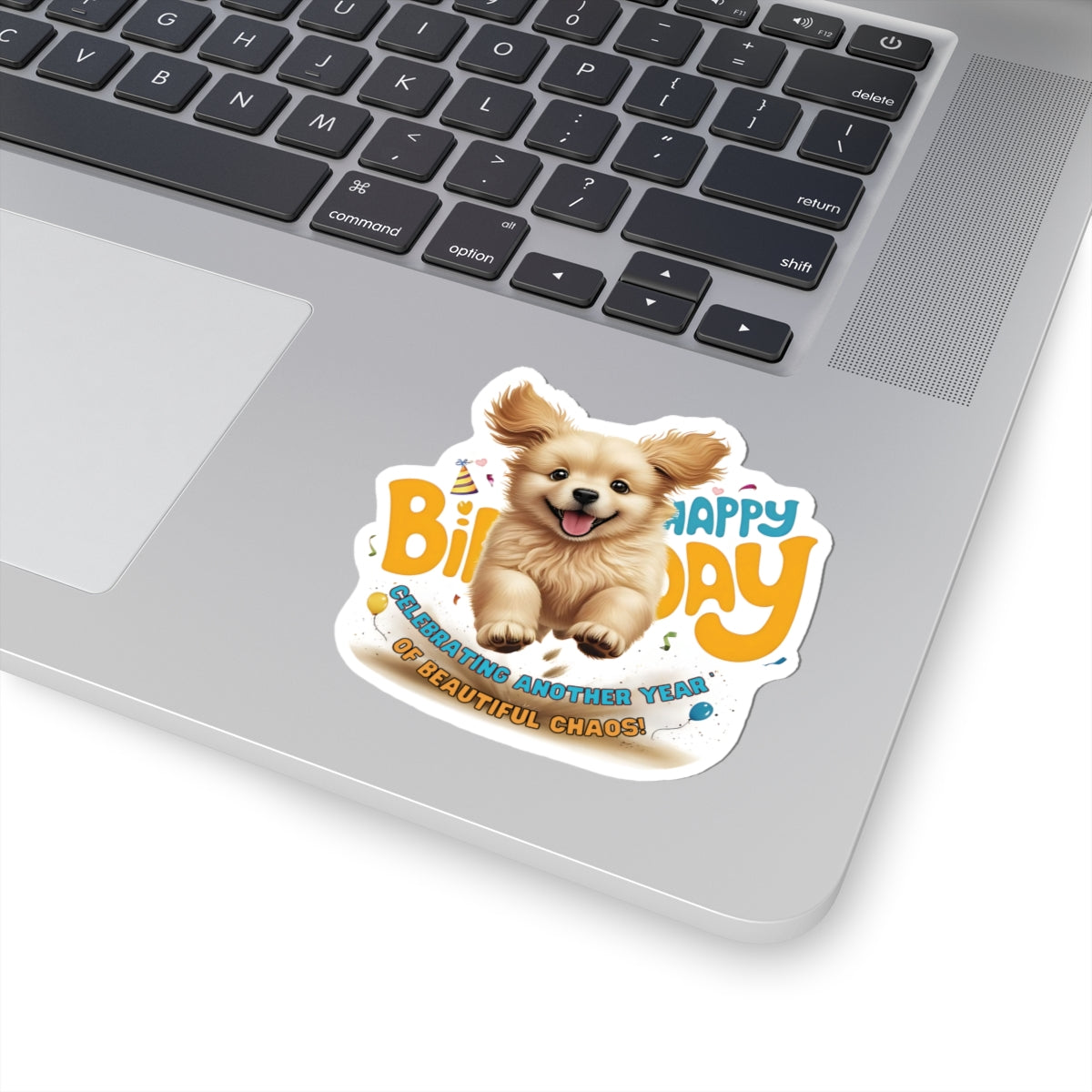 Happy Birthday Sticker, Cute Puppy Kiss Cut Sticker, Adorable Puppy Celebration Sticker, Fun Dog Lover Birthday Gift Laptop Planner Scrapbook