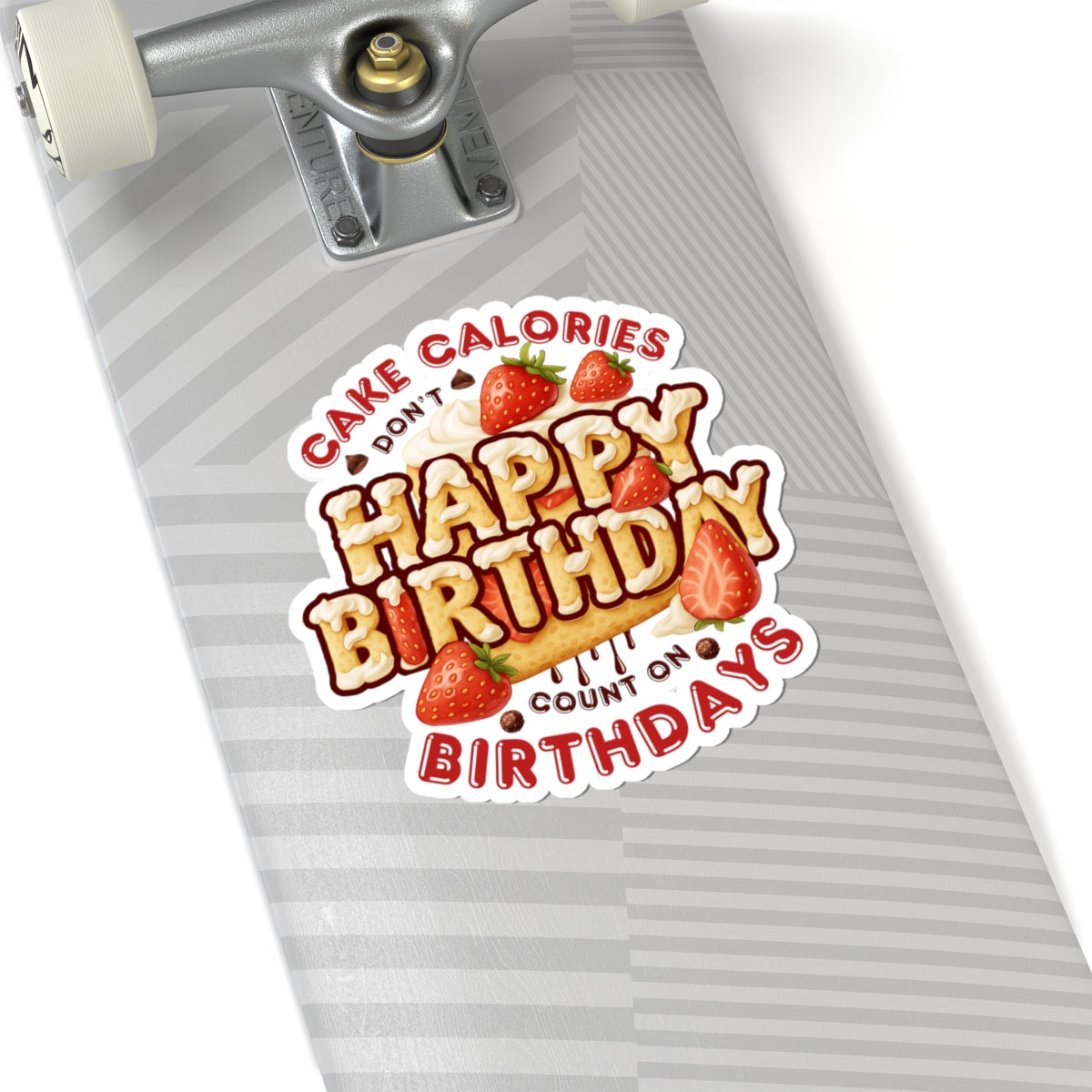 Happy Birthday Strawberry Cake Kiss Cut Stickers, Cute Party Planner Vinyl Decal, Waterproof Glossy Gift For Kids Laptops Journals Scrapbooks