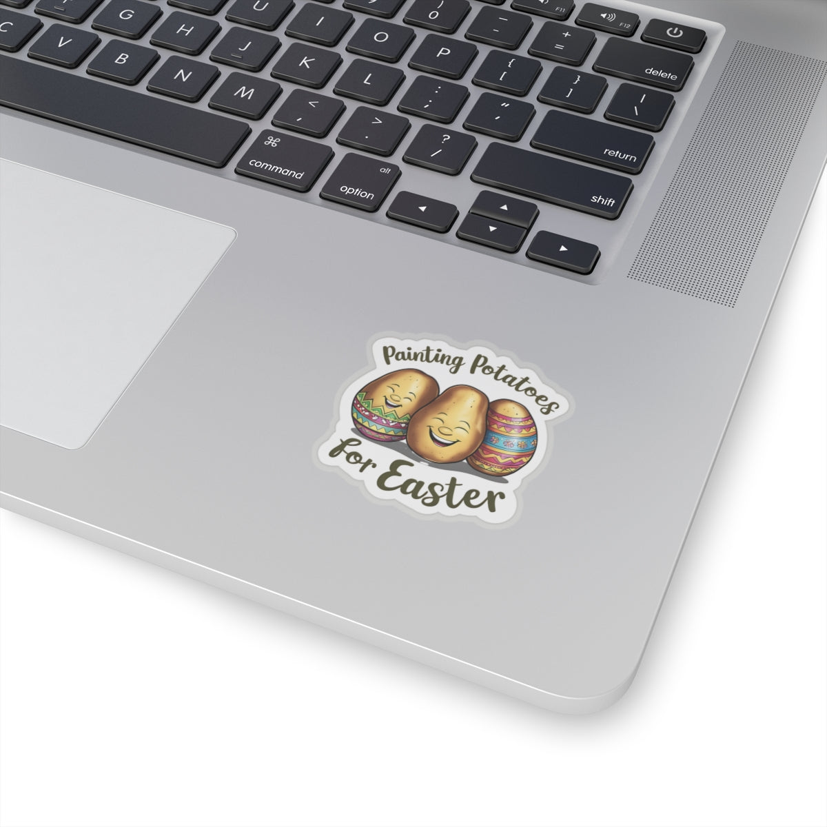 Painting Potatoes For Easter Sticker, Funny Easter Humor Vinyl Kiss Cut Decal, Cute Easter Basket Pun Art Sticker for Laptop Planner Mug Gift
