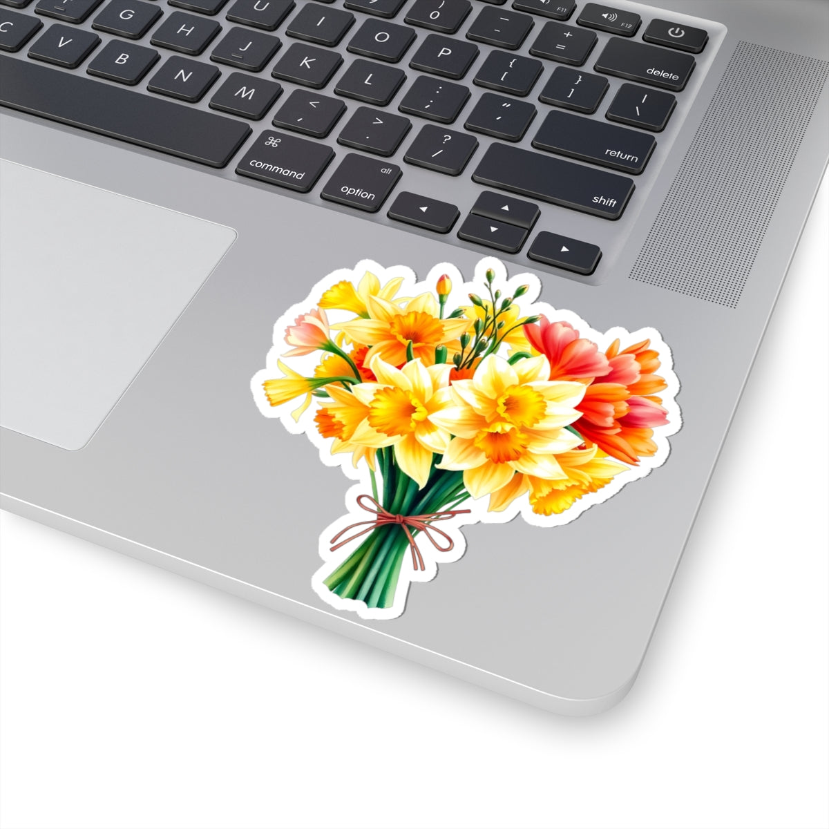 Beautiful Daffodil Bouquet Sticker, March Birth Flower Symbol Of Hope Joy Good Luck, Waterproof Vinyl Kiss Cut Floral Laptop Water Bottle Gift