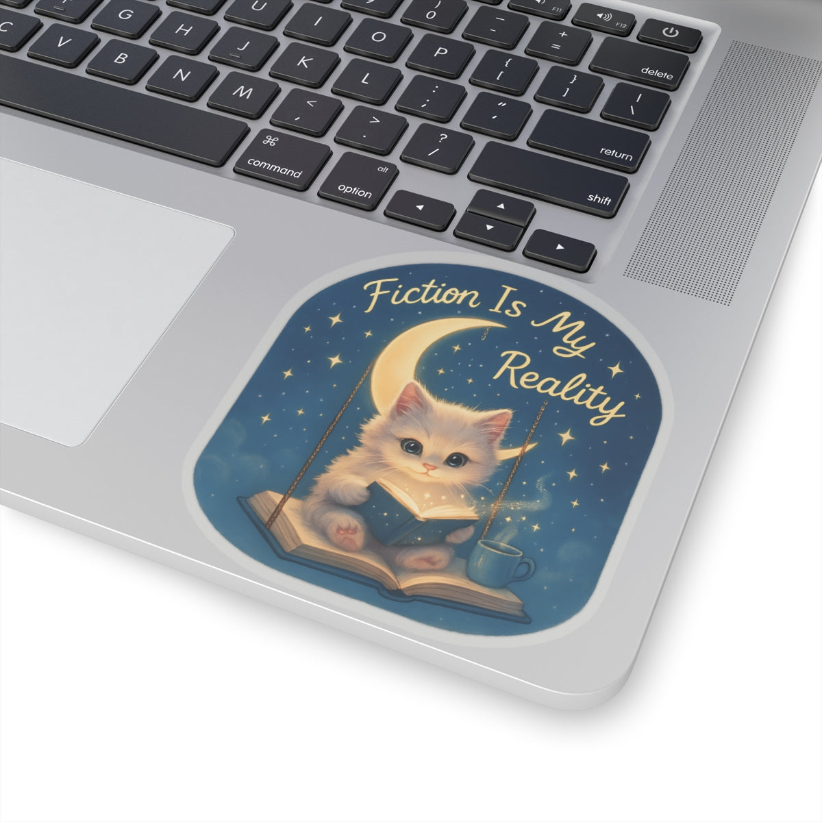 Fiction is My Reality Sticker, Cute Kitten Reading Decal, Teacher Gift Decal, Book Lover Vinyl Sticker, Waterproof Sticker Laptop Planner Mug Sticker