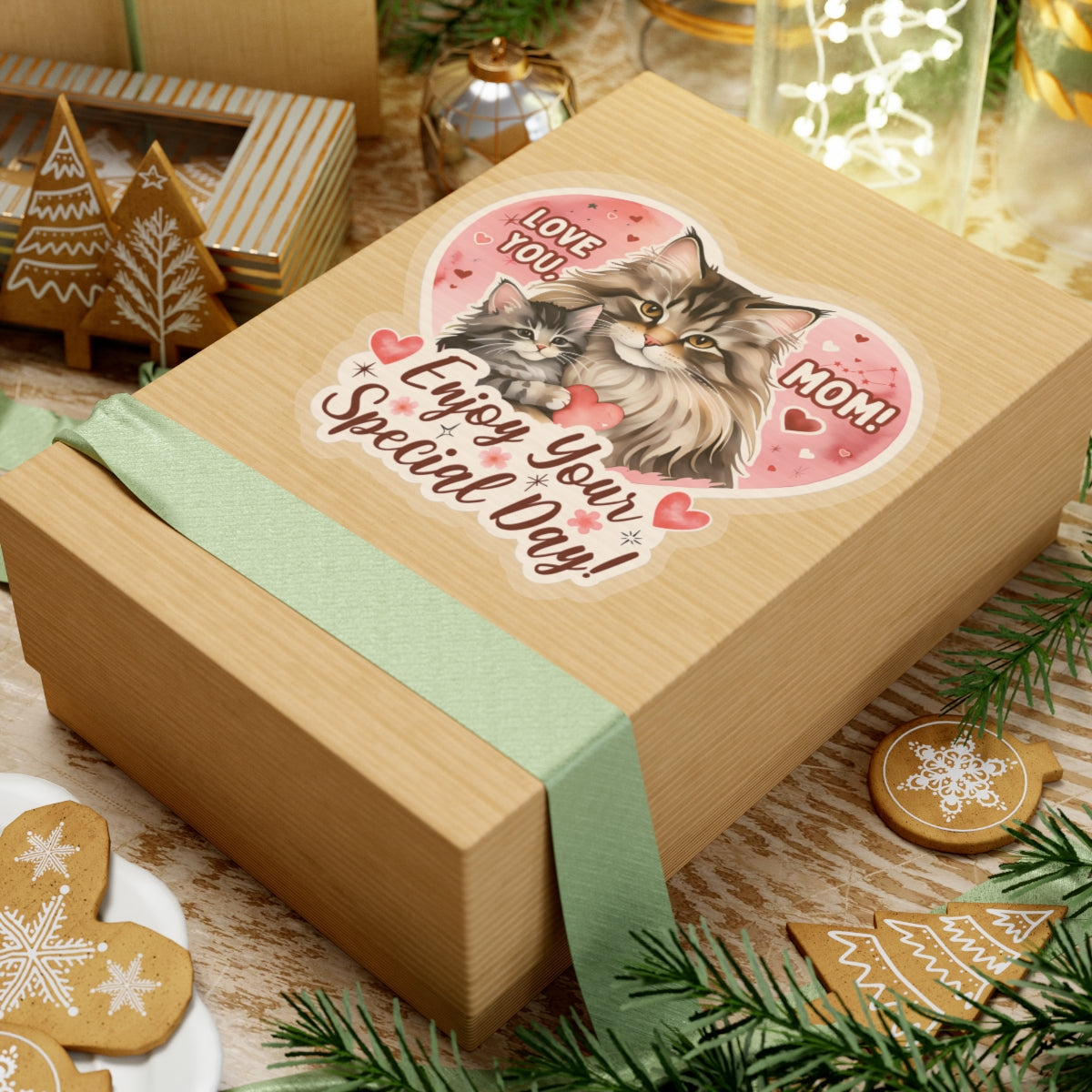 Happy Mother’s Day Sticker Cute Mama Cat Kitten Vinyl Decal Cat Mom Appreciation Gift Waterproof Planner Laptop Sticker Animal Lover Gift