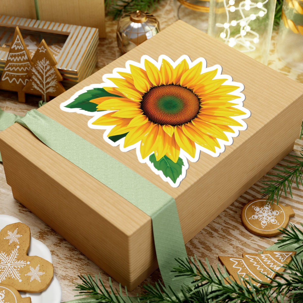 Magnificent Sunflower Kiss Cut Sticker, Floral Deca Botanical Design Laptop Decor, Water Bottle Sticker, Nature Lover Gift Mothers Day Gift