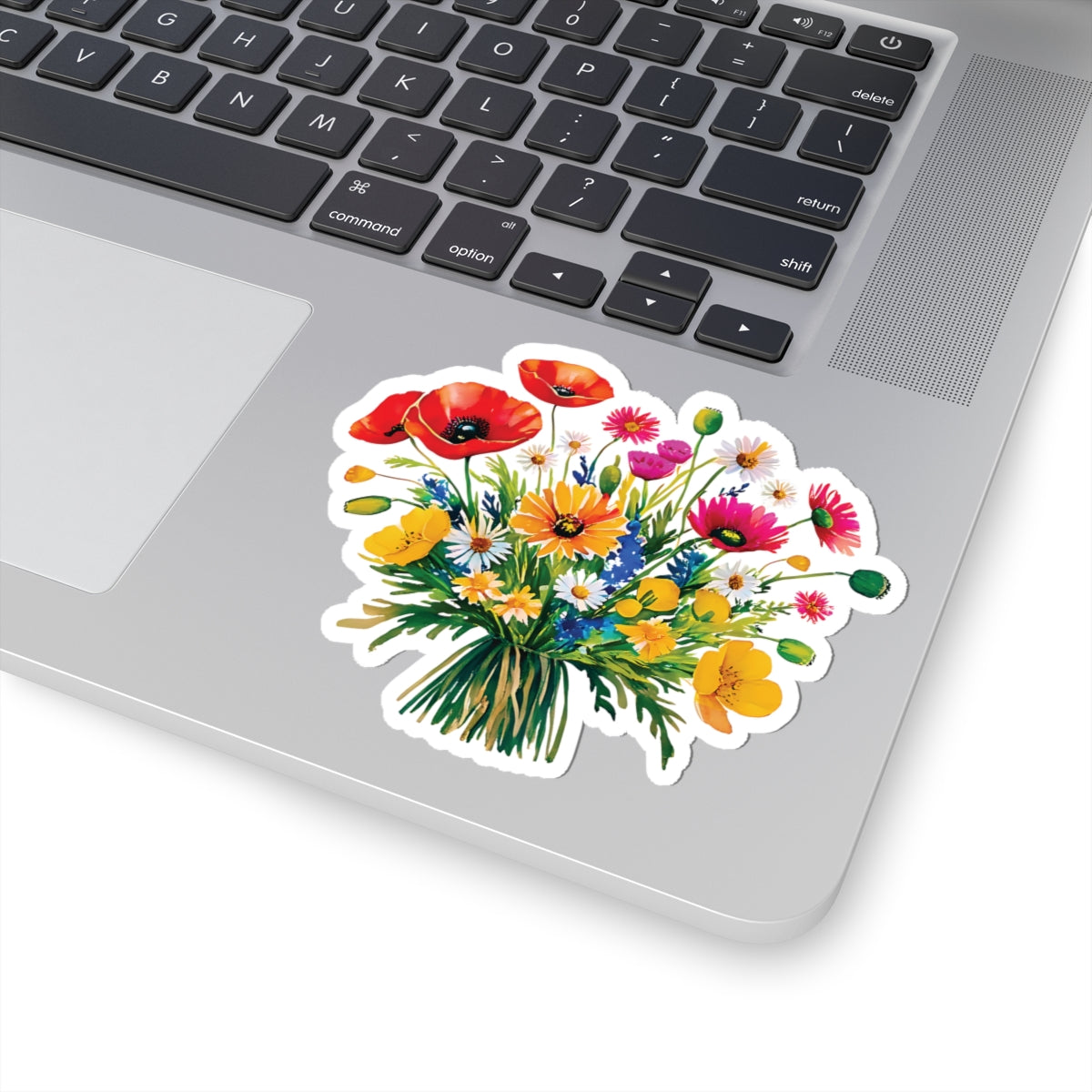 Field Flowers Bouquet Sticker, Wildflower Vinyl Decal, Waterproof Kiss Cut Floral Art, Laptop Water Bottle Planner Scrapbook Gift For Her