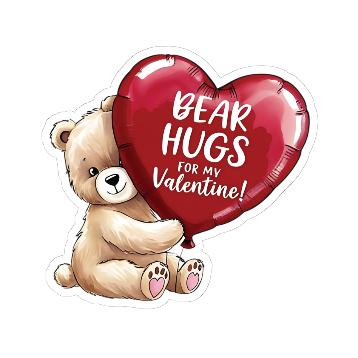 Bear Hugs Sticker, Valentines Day Cute Animal Love Decal, Gift For Her Him, Romantic Kiss Cut Sticker Laptop Journal Water Bottle Art