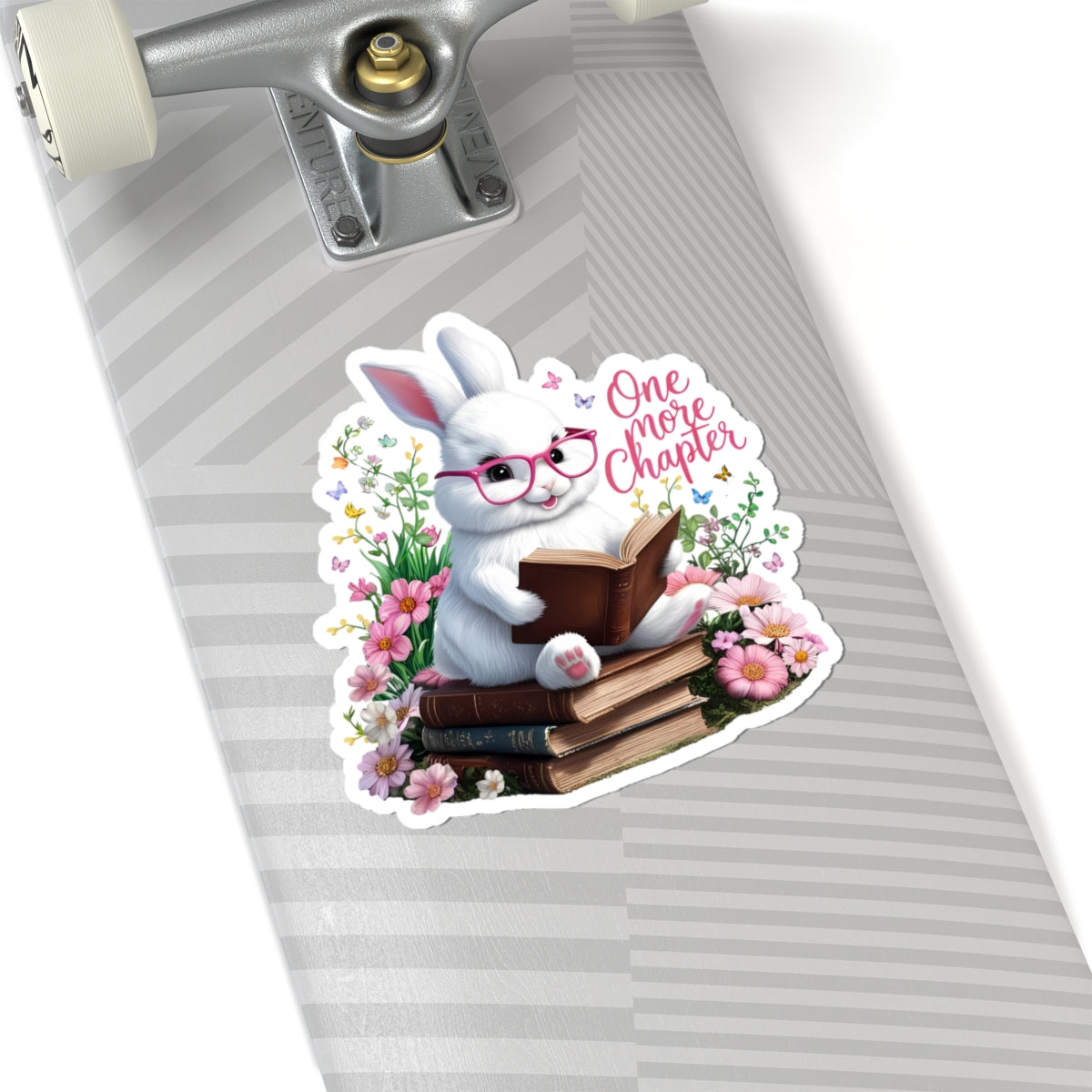 One More Chapter Sticker, Bunny Reading Decal, Teacher Appreciation Gift, Book Lover Vinyl Sticker, Waterproof Laptop Decal, Cute Animal Sticker