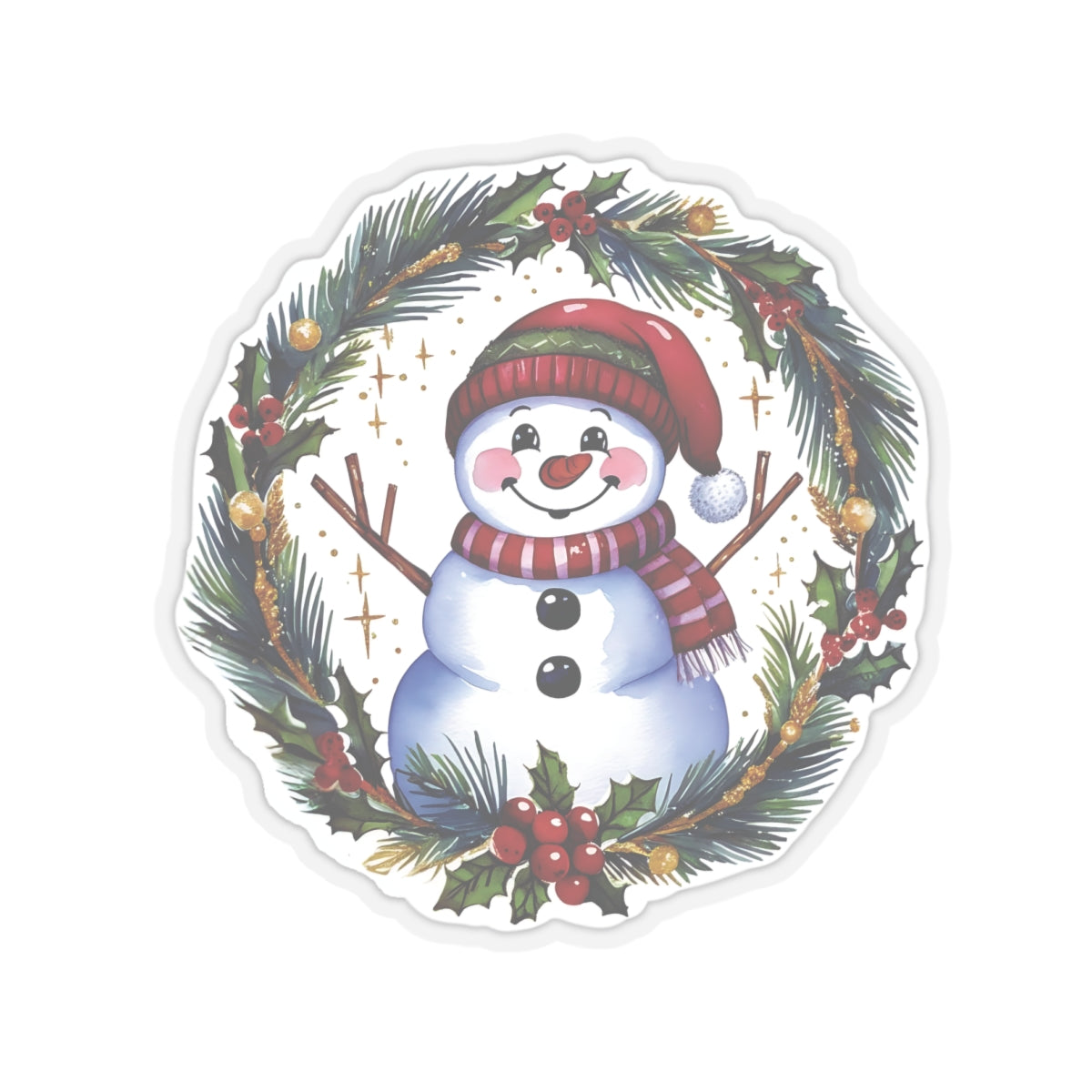 Cheerful Snowman Kiss Cut Stickers, Merry Christmas Holiday Decals, Festive Winter Sticker, Scrapbooking Laptop Journal Gift Tag Planner