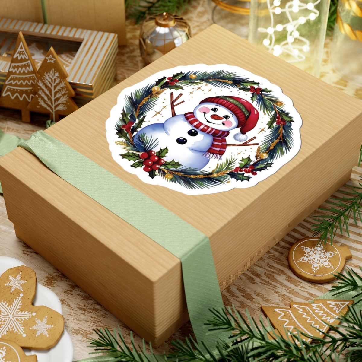 Cheerful Snowman Kiss Cut Stickers, Merry Christmas Holiday Decals, Festive Winter Sticker, Scrapbooking Laptop Journal Gift Tag Planner