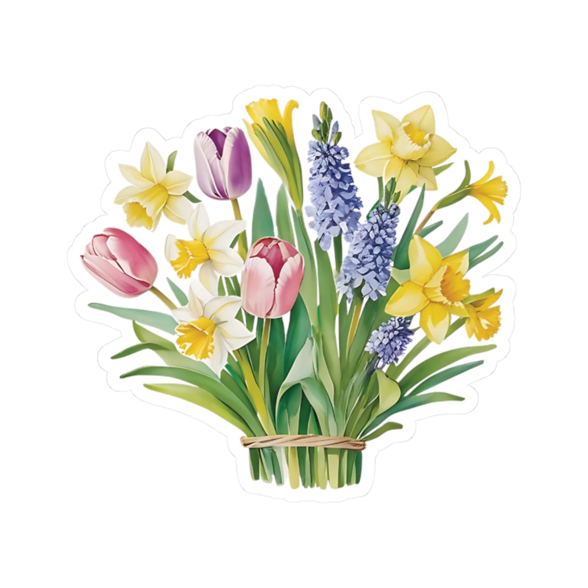 Spring Flowers Bouquet Stickers, Mother's Day Sticker Birthday Gift Label Flower Bouquet Decals Spring Garden Decor Cute Planner Stickers