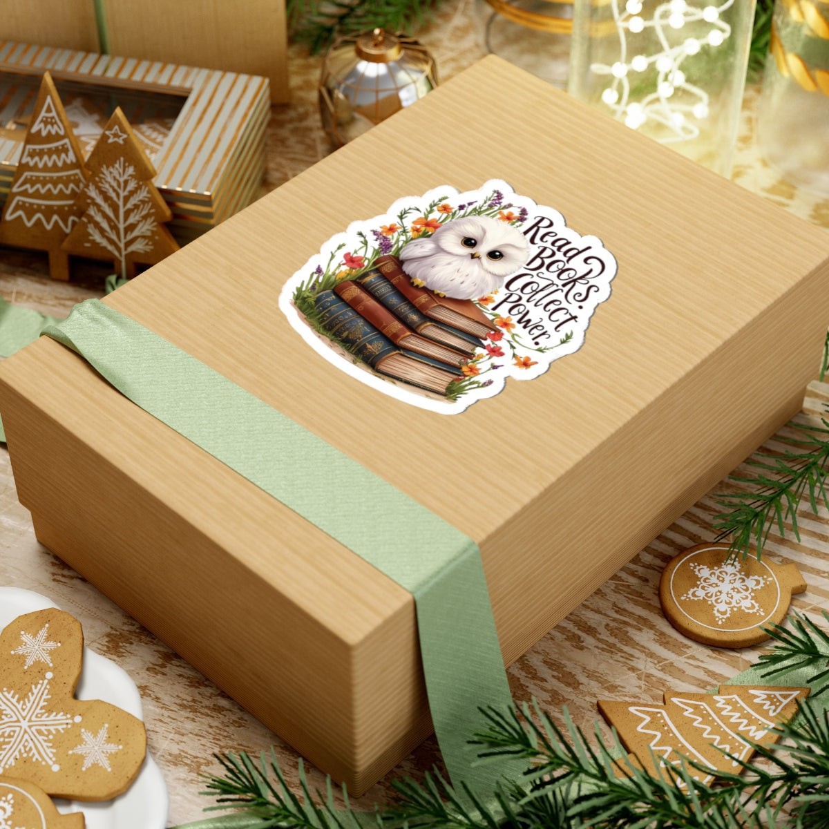 Read Books Collect Power Owl Sticker, Book Lover Gift, Cute Reading Owl, Bookworm Teacher's Day Sticker, School Sticker Student Bookish Gift