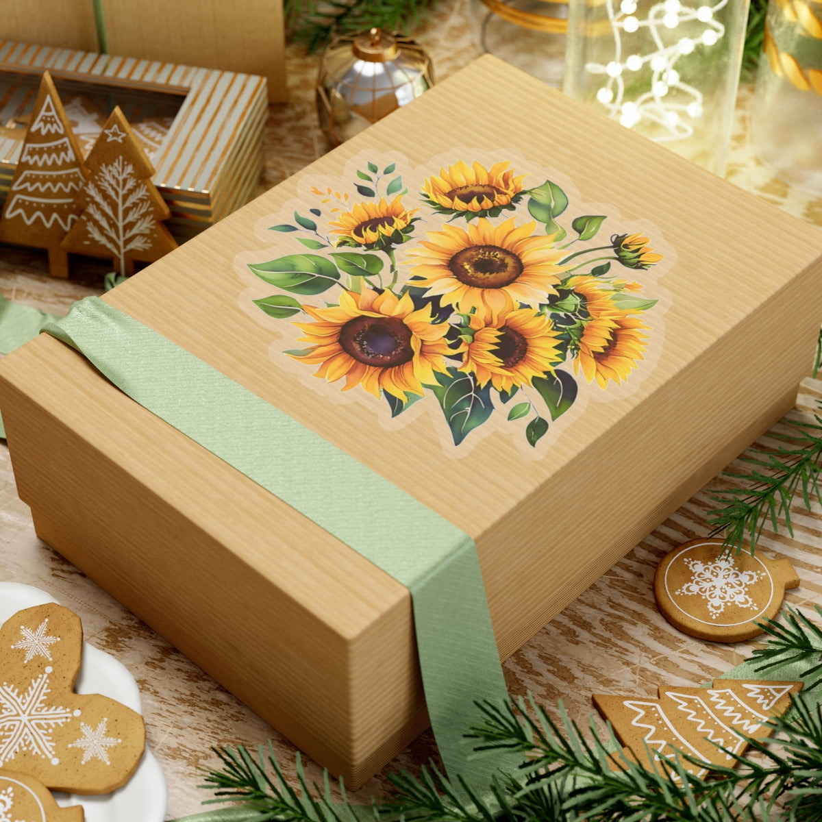 Beautiful Sunflower Bouquet Kiss-Cut Sticker, Floral Vinyl Decal, Laptop Water Bottle Sticker, Sunshine Decor Happy Vibes Positive Affirmation