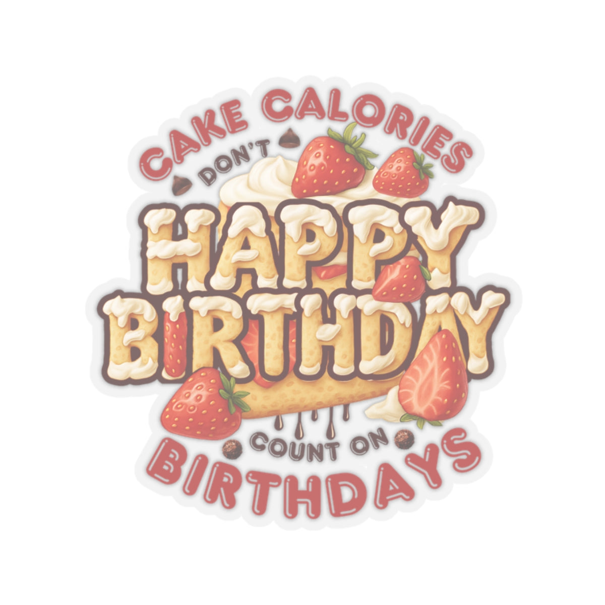 Happy Birthday Strawberry Cake Kiss Cut Stickers, Cute Party Planner Vinyl Decal, Waterproof Glossy Gift For Kids Laptops Journals Scrapbooks
