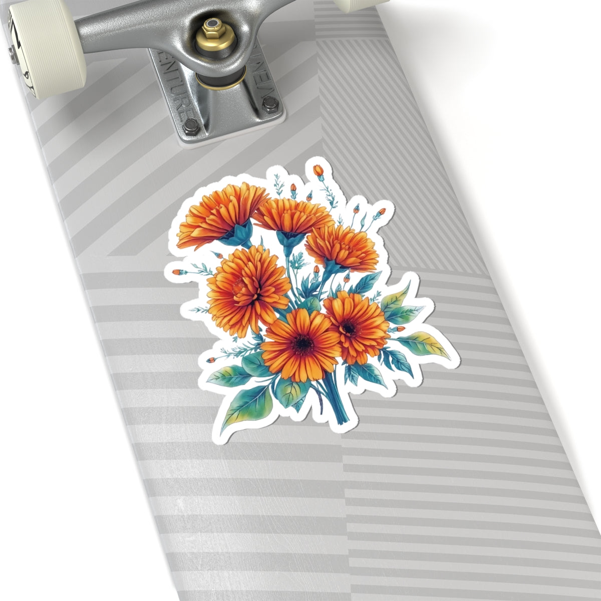 Marigold Flower Sticker, Symbol Of Strength October Birth Flower Gift, Waterproof Vinyl Decal Kiss Cut Floral Laptop Water Bottle Scrapbook