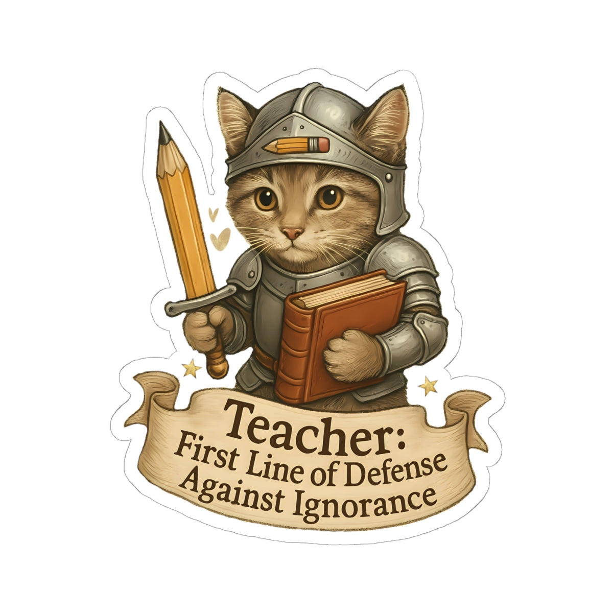 Teachers Day Sticker, Cat Teacher Decal, Cute Book Lover Vinyl Sticker, Waterproof Sticker Laptop Planner Sticker Mug Teacher Gift Idea