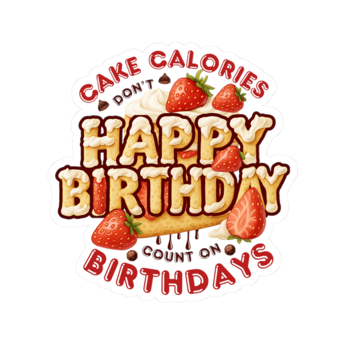 Happy Birthday Strawberry Cake Kiss Cut Stickers, Cute Party Planner Vinyl Decal, Waterproof Glossy Gift For Kids Laptops Journals Scrapbooks