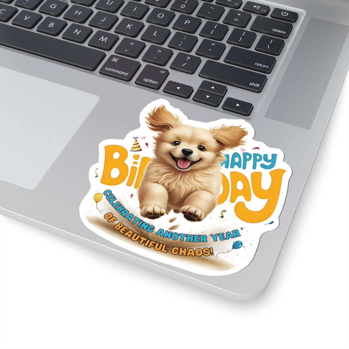 Happy Birthday Sticker, Cute Puppy Kiss Cut Sticker, Adorable Puppy Celebration Sticker, Fun Dog Lover Birthday Gift Laptop Planner Scrapbook