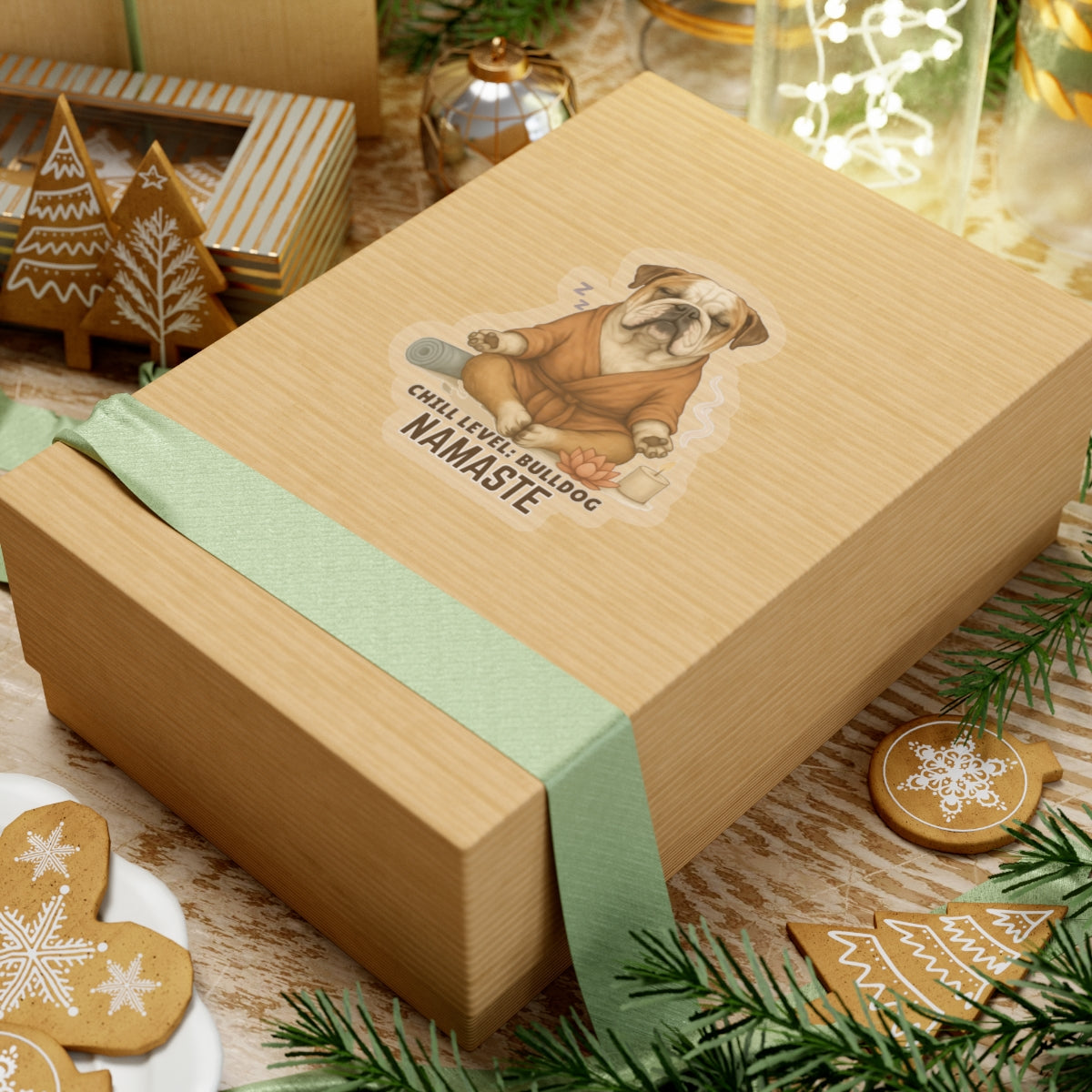 Chill Level Bulldog Sticker, Funny Yoga Dog Vinyl Sticker, Namaste Bulldog Gift, Meditation Pet Humor, Waterproof Laptop Decal, Zen Dog Art Gift