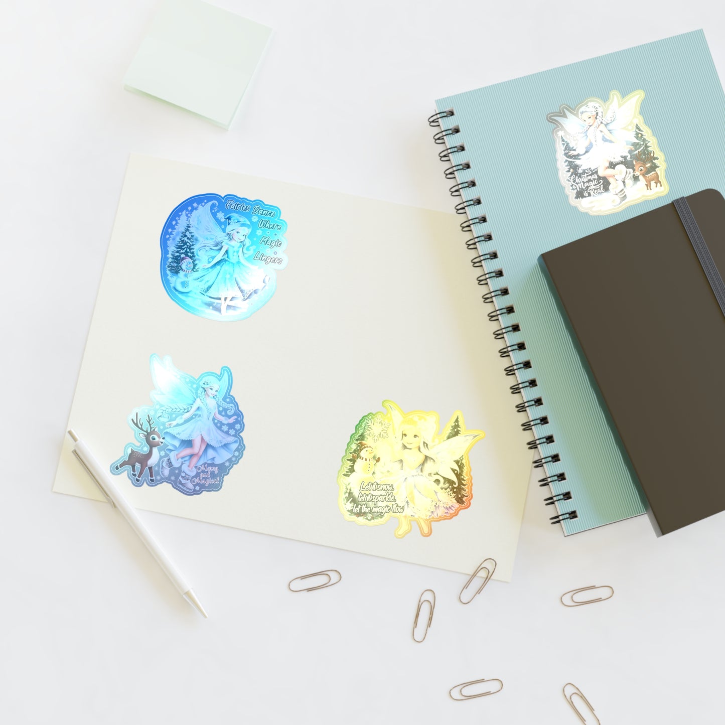 Winter Fairies Sticker Set, Merry And Magical Sticker Pack, Fairy And Reindeer Stickers, Holiday Vinyl Stickers, Planner Scrapbook Stickers