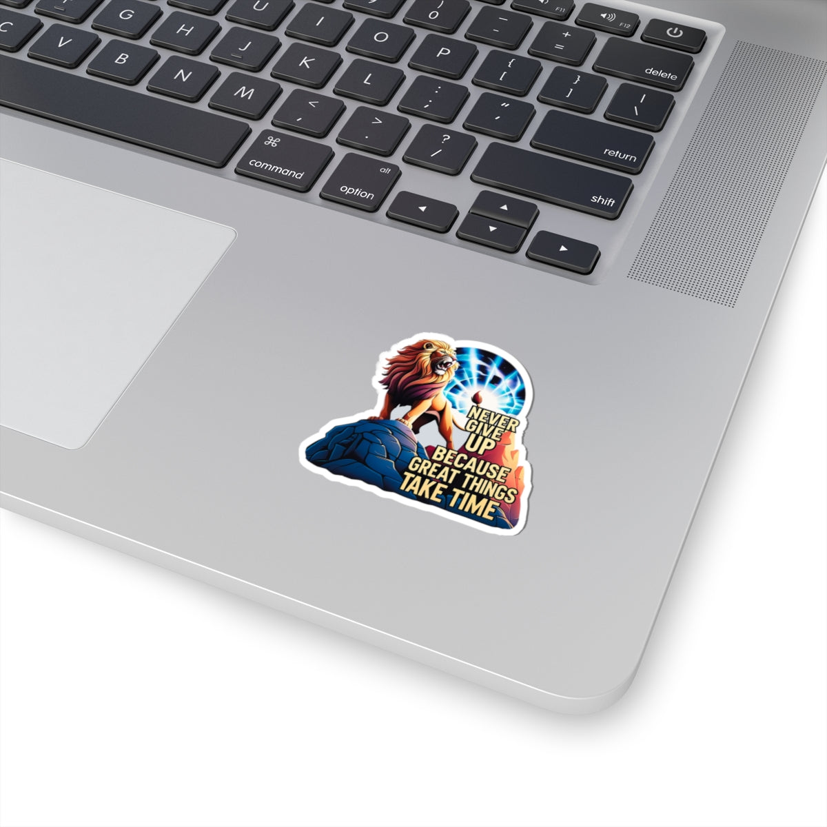 Roaring Lion Stickers, Motivational Quote Decals, Inspirational Laptop Decor, Never Give Up Journal Planner Mug Sticker, Great Things Take Time